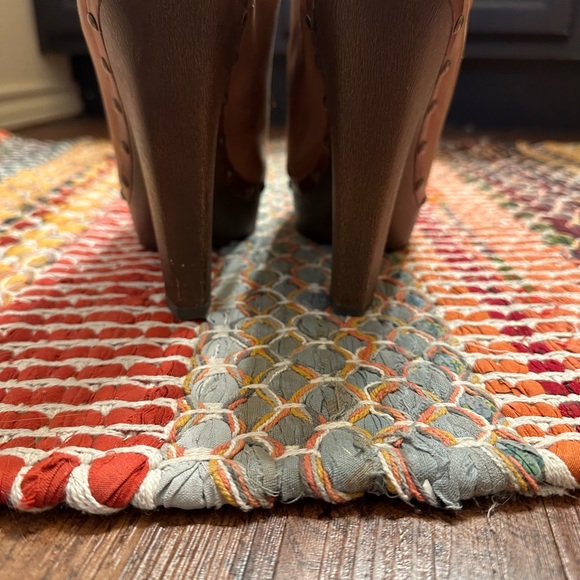 Sam Edelman Brown Leather lace up heeled slip-on clog USA size 10, gently used - Picture 3 of 6